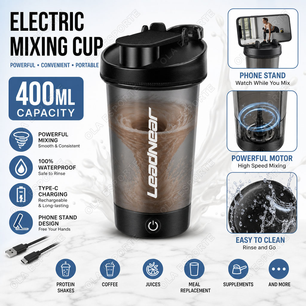 Whey Protein Isolate - كوب خلط كهربائي مع حامل للهاتف